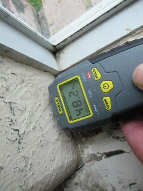 This is a very high moisture reading of the window where peeling paint and discoloration was observed during the inspection.